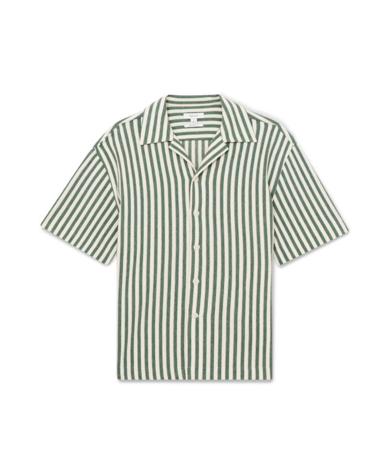 Men's Trig Textured Stripe Cuban-Collar Shirt