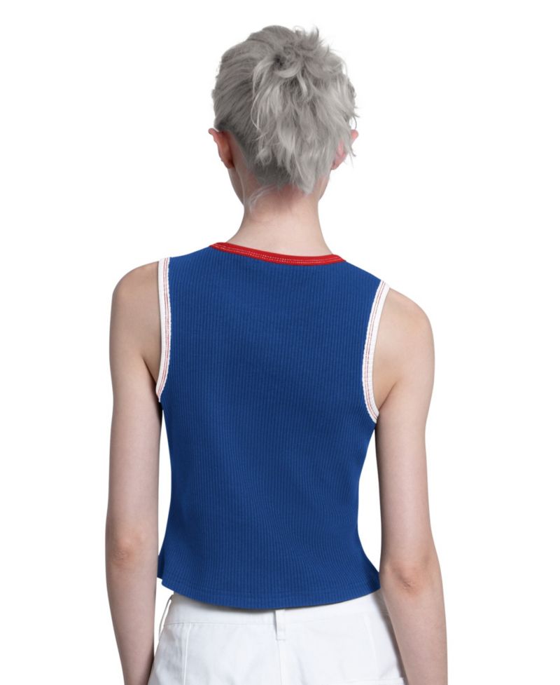 Women's Royal Texas Rangers Cooperstown Play the Ball Crop Tank Top