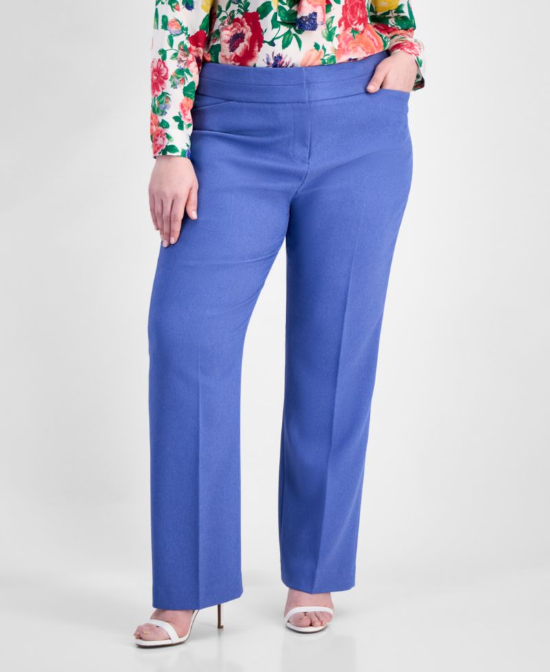 ASL Plus Size Press-Pleat Straight-Leg Pants