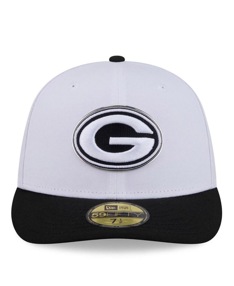 Men's White/Black Green Bay Packers 2026 NFL Draft Pre-Curved 59FIFTY Fitted Hat