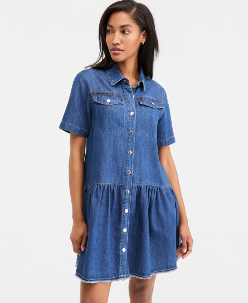 Women's Denim Short-Sleeve Minidress