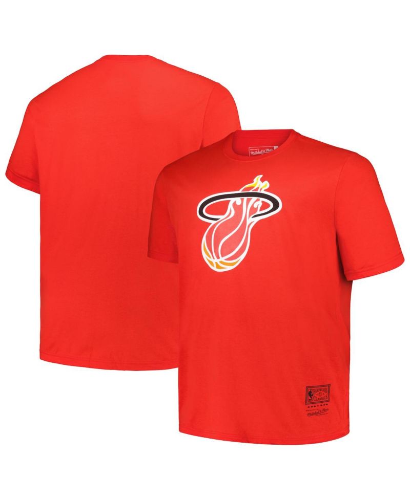 Men's Red Miami Heat Big & Tall Hardwood Classics Vintage-like Logo T-Shirt