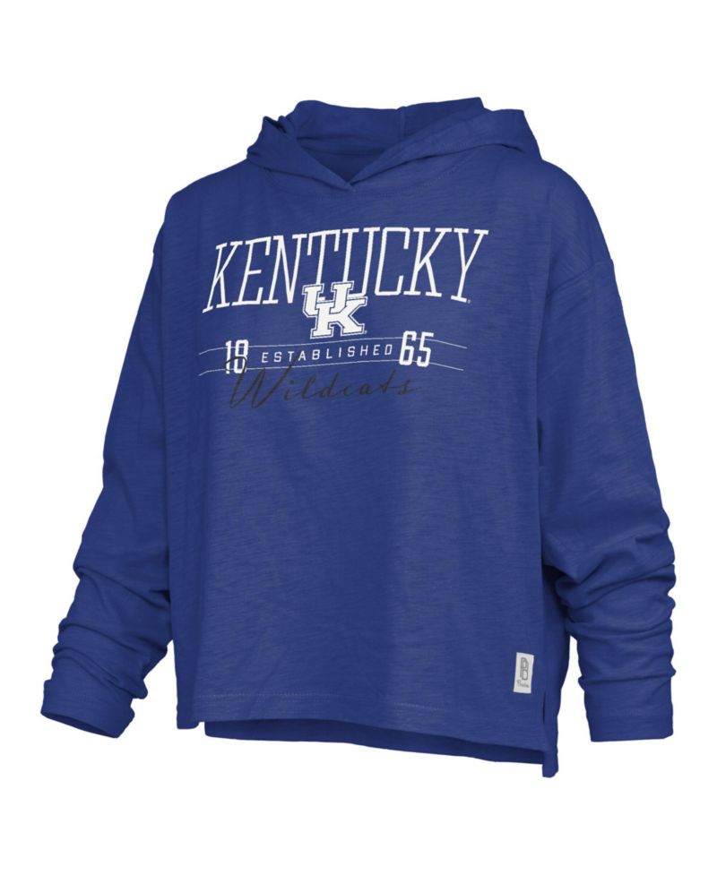Women's Royal Kentucky Wildcats Castillo Slub Waist Length Long Sleeve Hooded T-Shirt