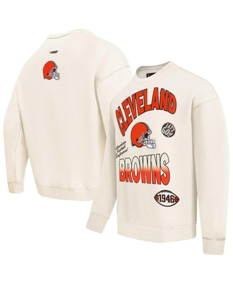 Men's Cream Cleveland Browns Turn It Up Pullover Sweatshirt
