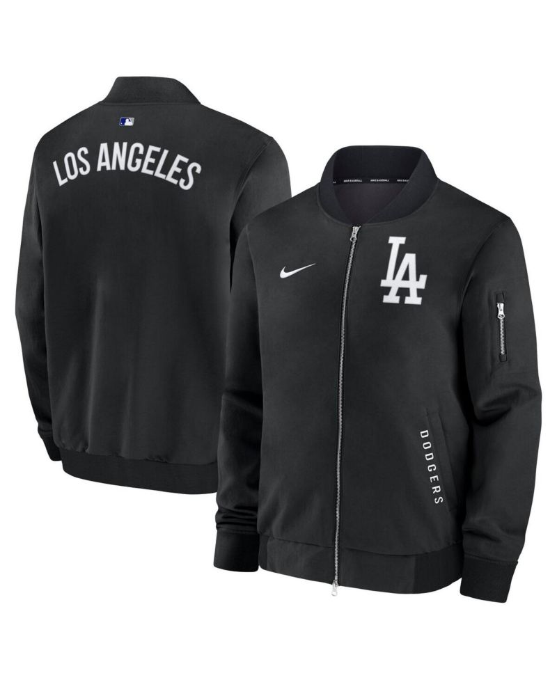 Men's Anthracite Los Angeles Dodgers Authentic Collection Dugout Full-Zip Bomber Jacket
