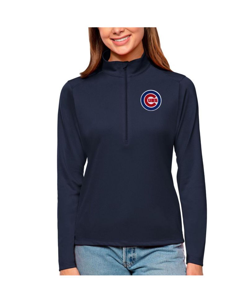 Women's Navy Chicago Cubs Tribute Quarter-Zip Pullover Top