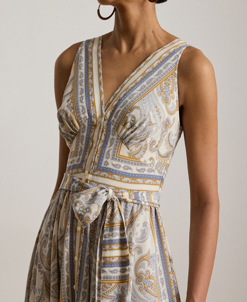 Petite V-Neck Handkerchief-Hem Dress