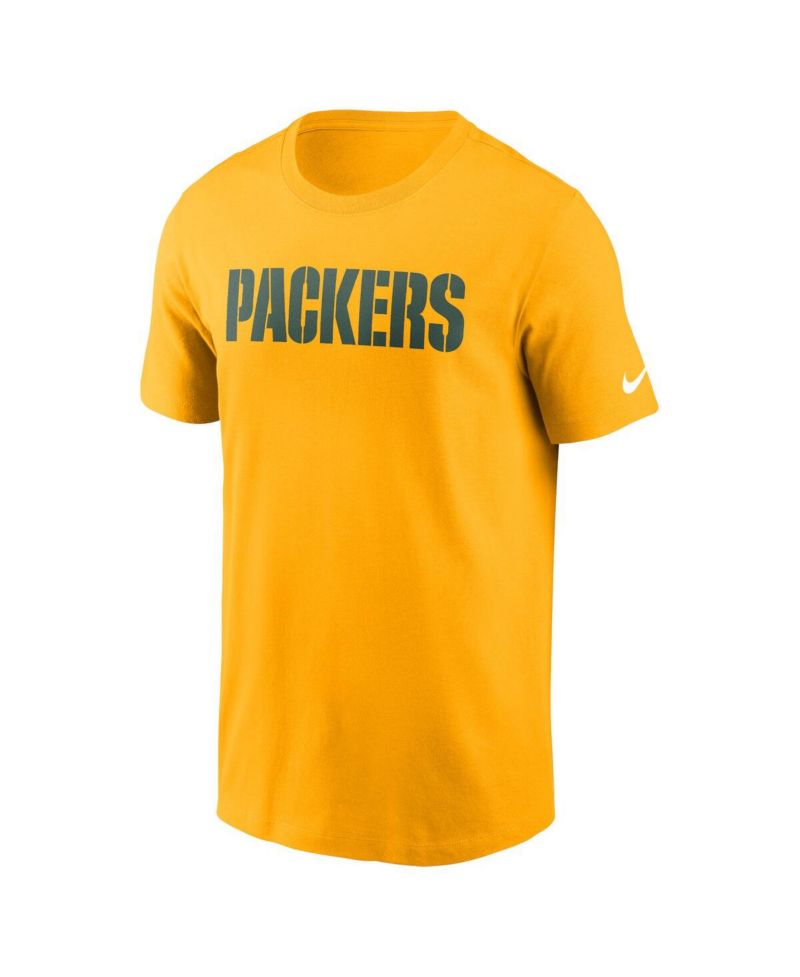 Men's Gold Green Bay Packers Primetime Wordmark Essential T-Shirt