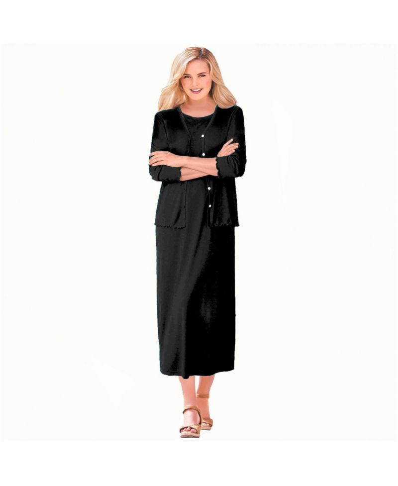Plus Size Lettuce Trim Knit Jacket Dress