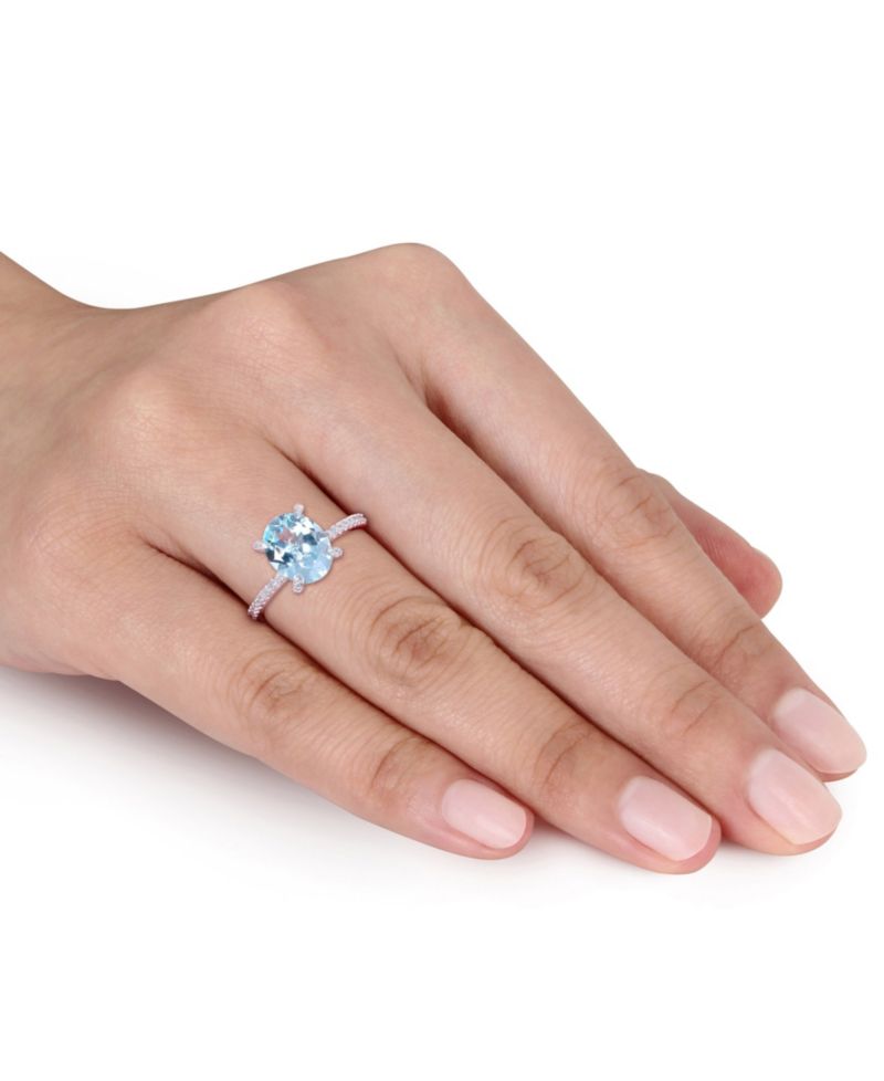Blue Topaz (3-3/4 ct.t.w.) and Diamond (1/10 ct.t.w.) Ring in 10k White Gold