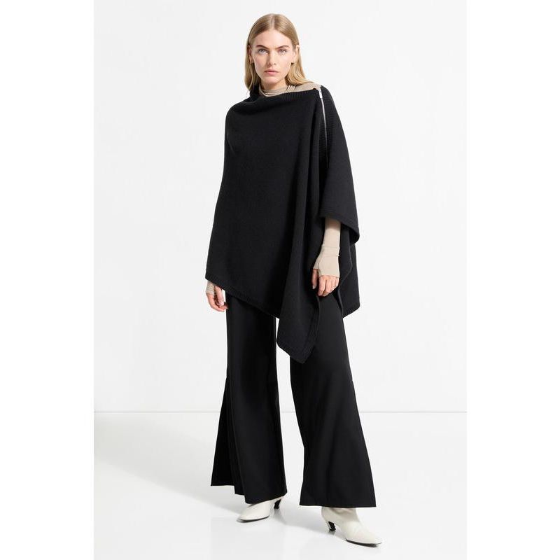 Women's Mika Italian Merino Wool Asymmetric-Hem Knit Cape with Zip