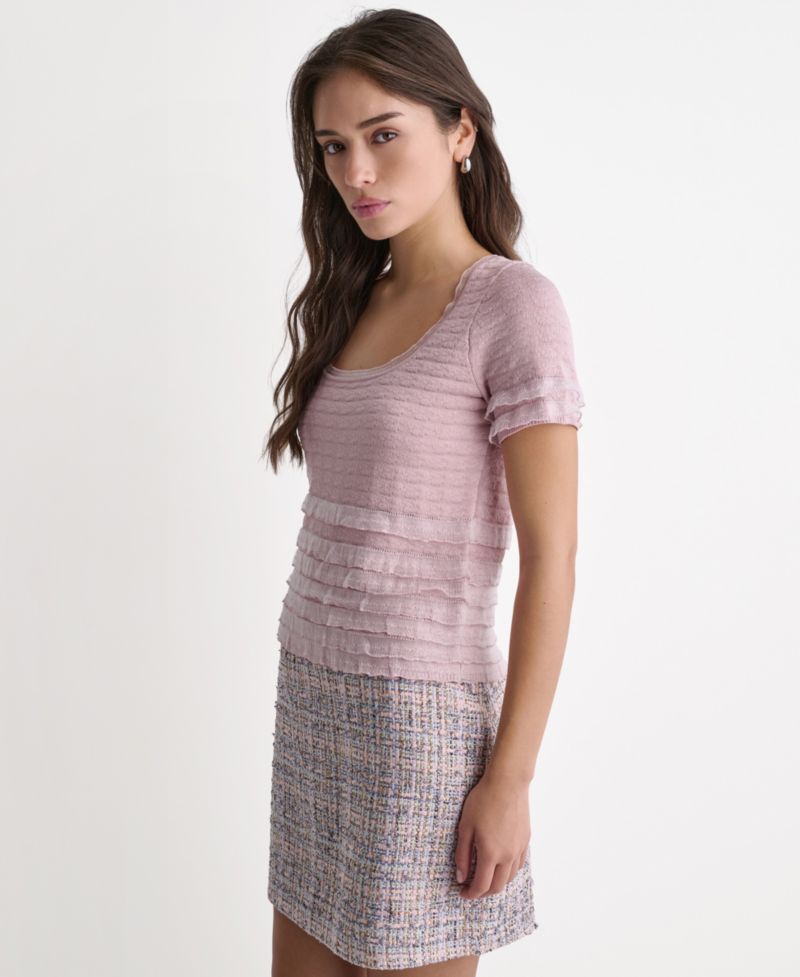 Women's Metallic Accent Tweed Mini Skirt