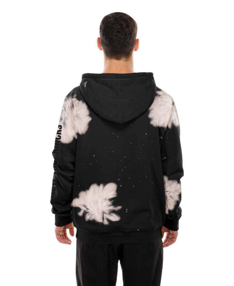 Men's Black New York Knicks Injection Bleached Out Raw Edge Hoodie