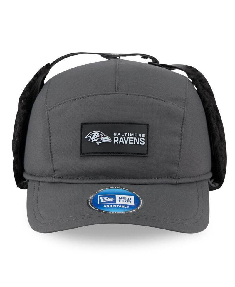 Men's Charcoal Baltimore Ravens 2025 Sideline Cold Weather Runner Dog Ear Adjustable Hat