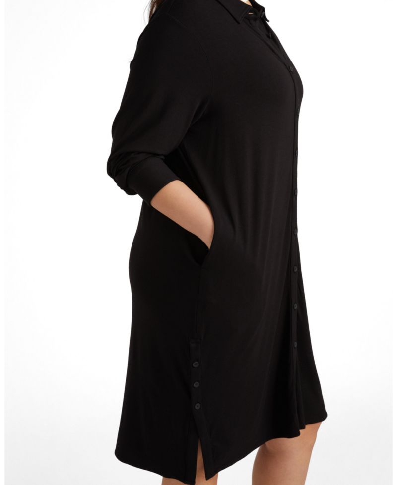 Plus Size Marcie Long-Sleeve Collared Midi Dress