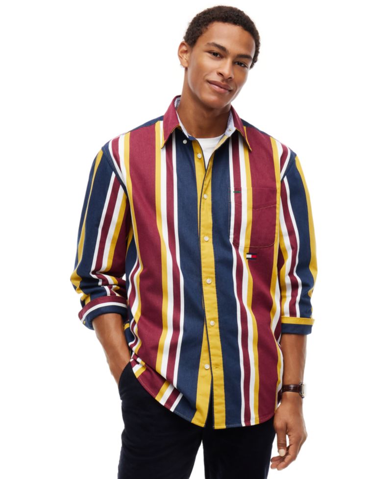 Men's American Icons Heritage Twill Striped Long-Sleeve Relaxed-Fit Shirt