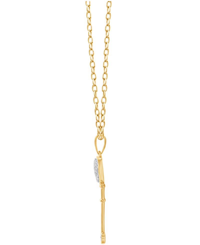 Diamond Heart Lock Key Pendant Necklace in 18k Gold over Sterling Silver(1/10 ct. t.w.)