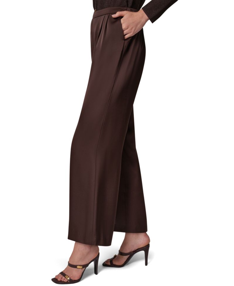 Petite High-Rise Wide-Leg Satin Pants