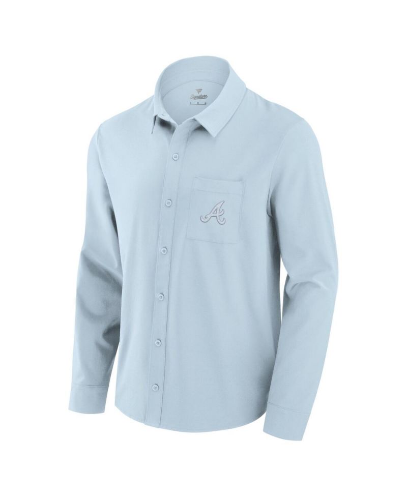 Men's Light Blue Atlanta Braves Front Office Long Sleeve Button-Up Shirt