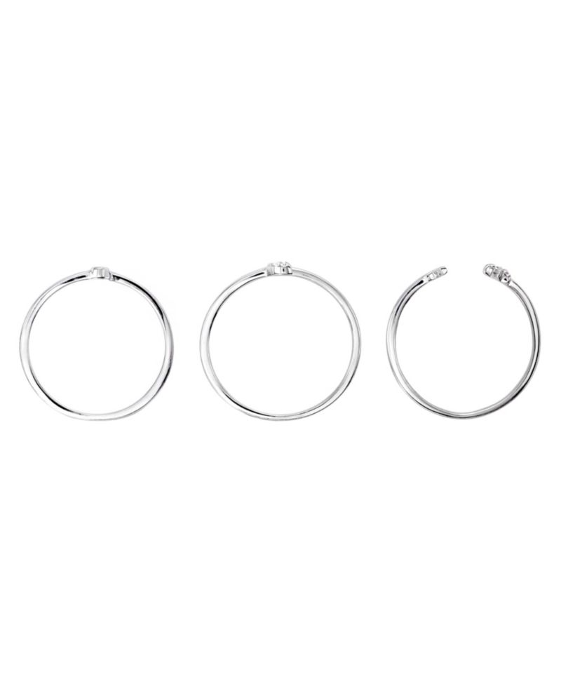 3-Pc. Sterling Silver Cubic Zirconia Moon and Stars Ring Set