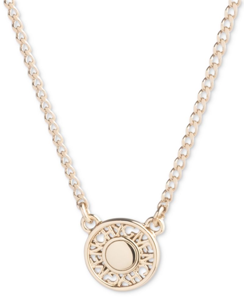 Logo Embossed Coin Pendant Necklace, 16" + 3" extender