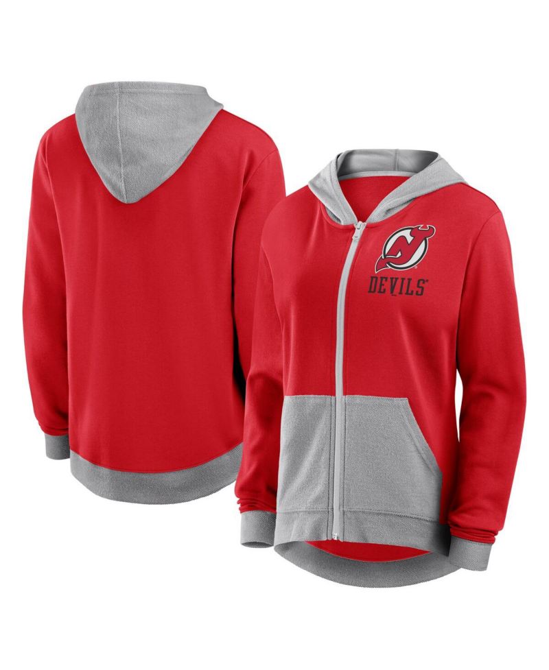 Women's Red New Jersey Devils Hit It French Terry Full-Zip Hoodie