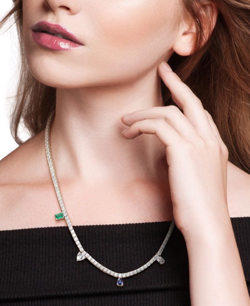 Multi-Gemstone (19-1/3 ct. t.w.) Charm Necklace in Sterling Silver