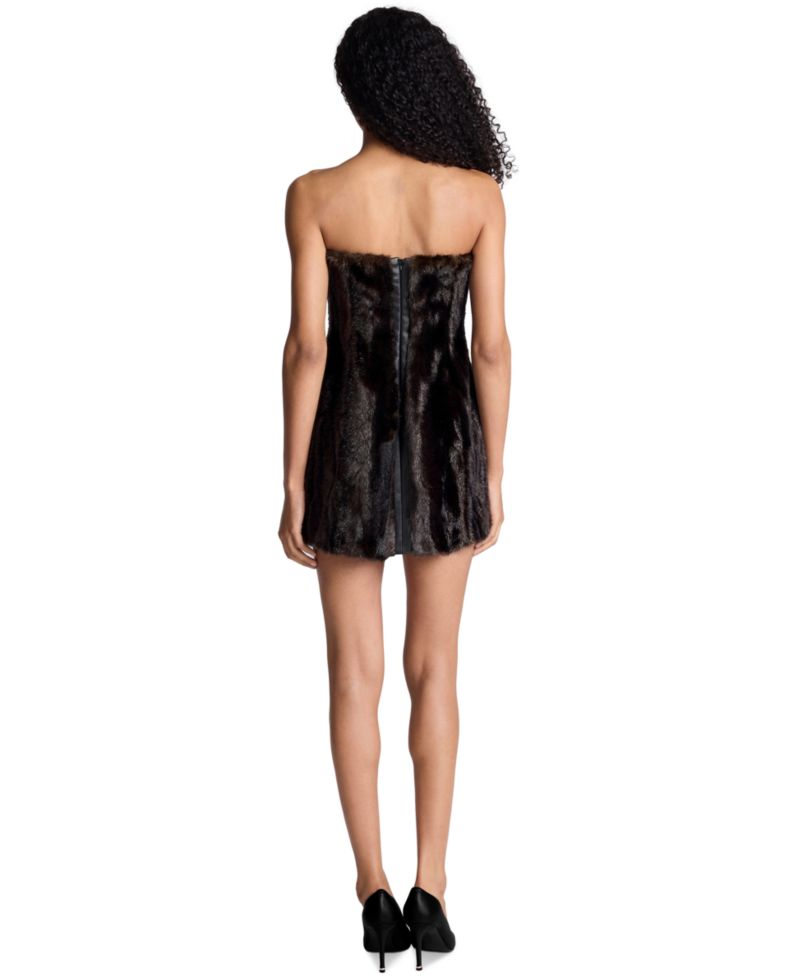 Women's Strapless Faux Fur Mini Dress