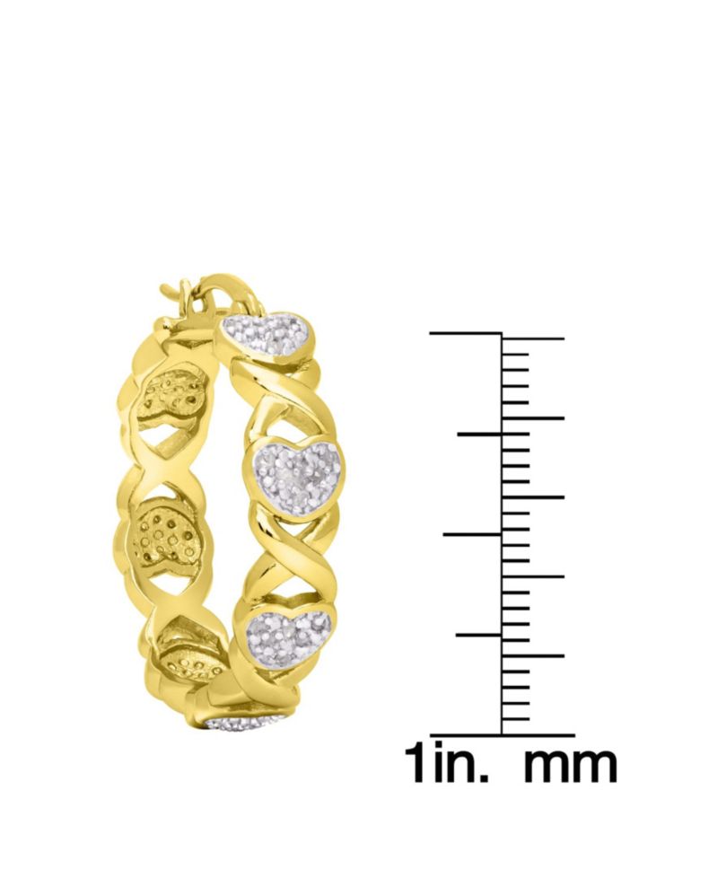 Diamond Accent Gold-plated, Silver Plated or Rose Gold Plated X and Heart Earrings