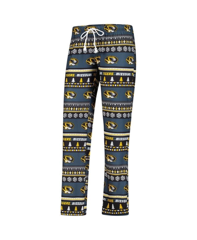 Women's Black Missouri Tigers Ugly Sweater Holiday Long Sleeve Top & Pants Sleep Set