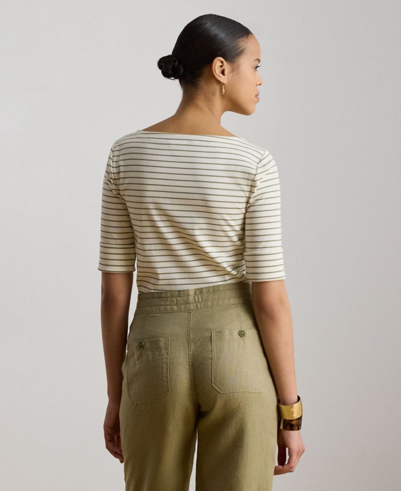 Women's Striped Boat Neck Top