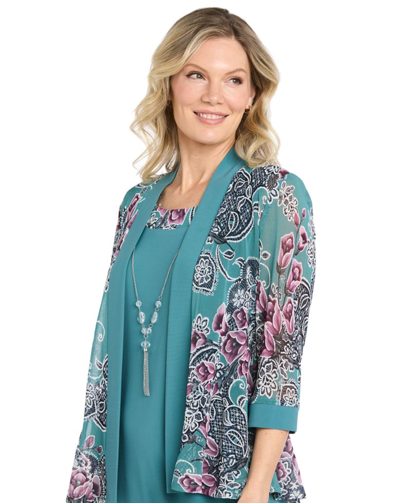 Petite Knee-Length 2-Piece Removable-Jacket Dress and Jacket Set