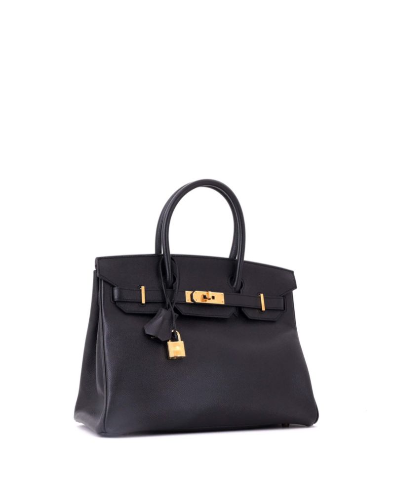 Pre-Owned Hermes Birkin 30 Handbag Black Epsom with Gold Hardware