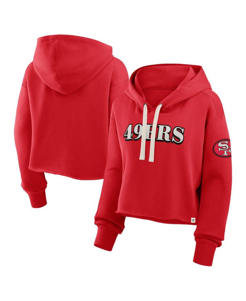 Women's Scarlet San Francisco 49ers Oversized Hometown Heritage Cropped Hoodie
