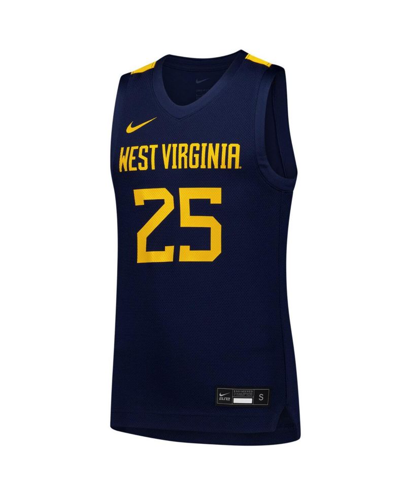 Big Boys and Girls 25 Navy West Virginia Mountaineers Replica Basketball Jersey