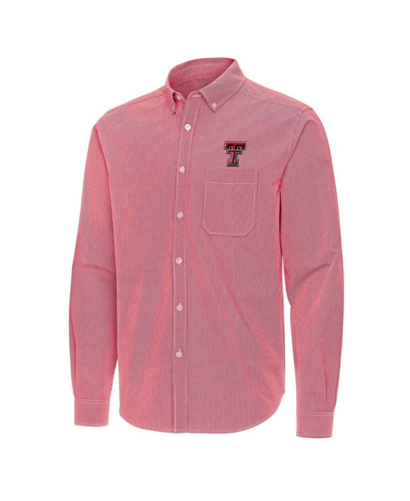 Men's Red Texas Tech Red Raiders Porter Woven Tri-Blend Long Sleeve Button-Down Shirt