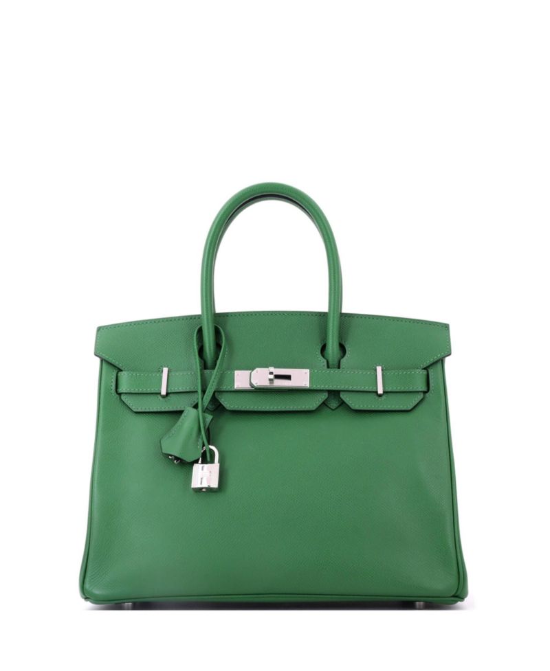 Birkin 30 Handbag Green Epsom with Palladium Hardware