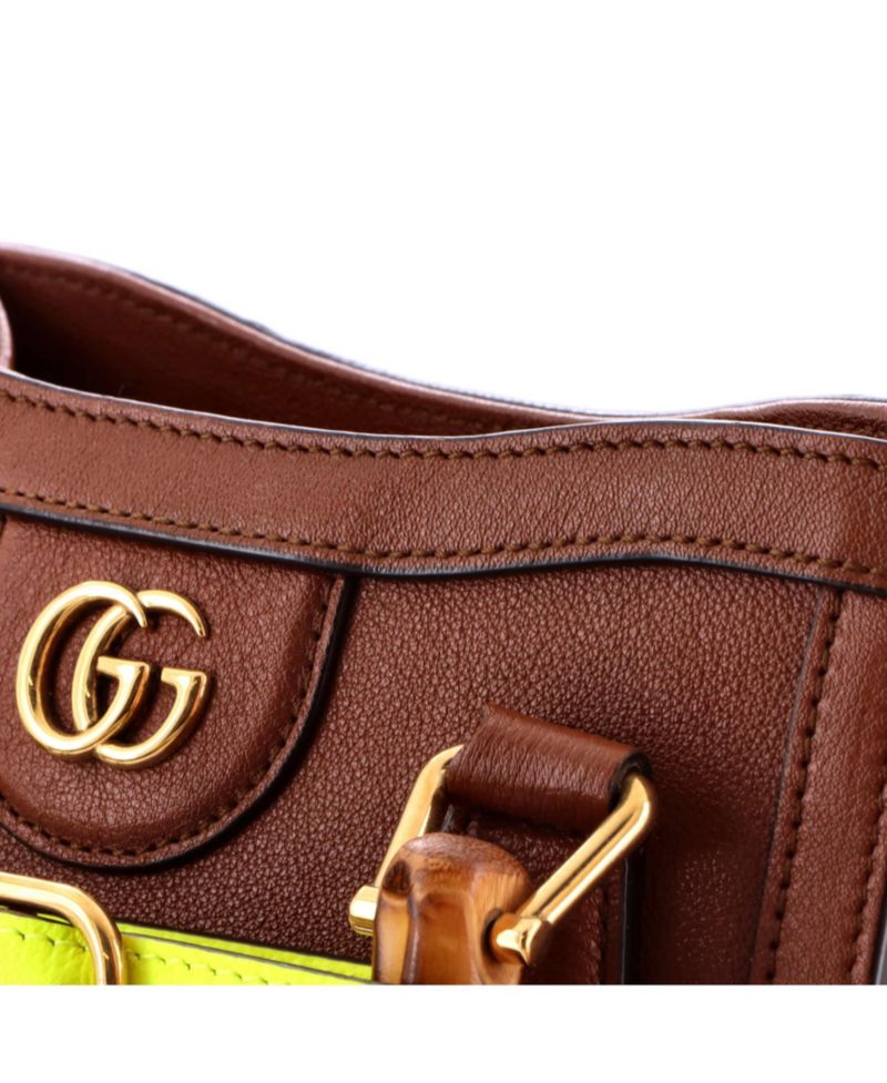 Mini Diana NM Bamboo Handle Tote Leather