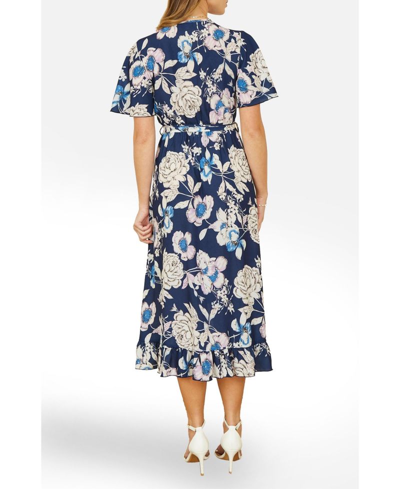 Women's Floral Midi Wrap Dress