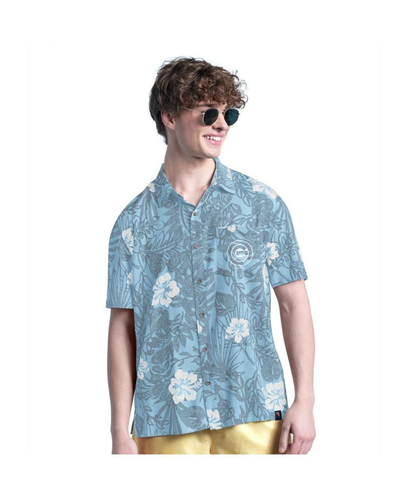 Men's Blue Chicago Cubs Palm Shade Party Button-Up Shirt