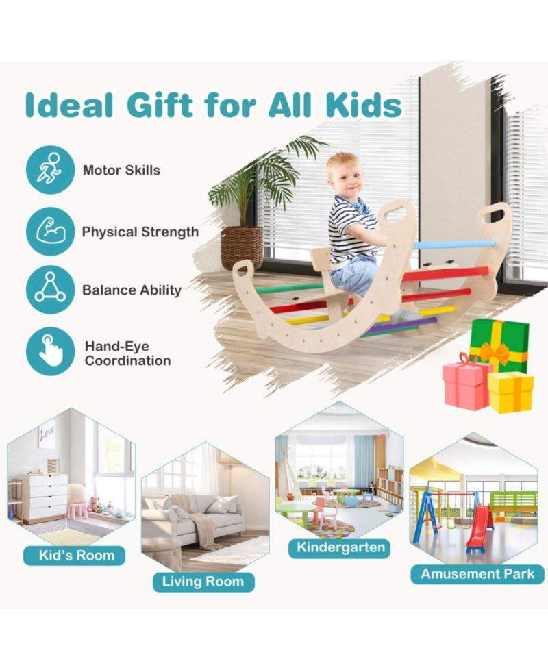4-in-1 Wooden Climbing Activity Climber