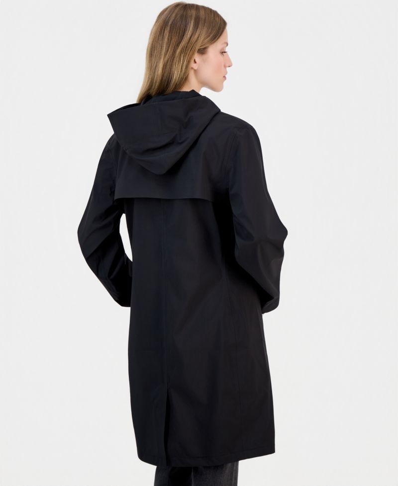 Women's Long Zip-Front Hooded Rain Coat