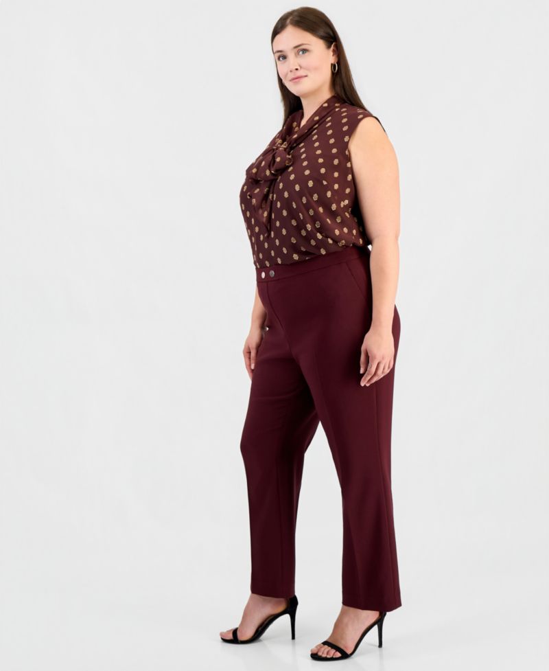 Plus Size Pull-On Straight Work Pants