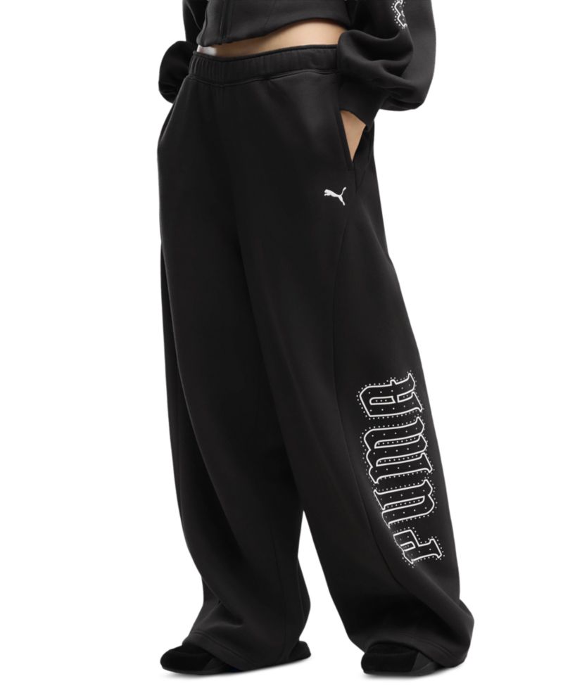 Women's Street Glam Wide-Leg Slouchy Fleece Pants