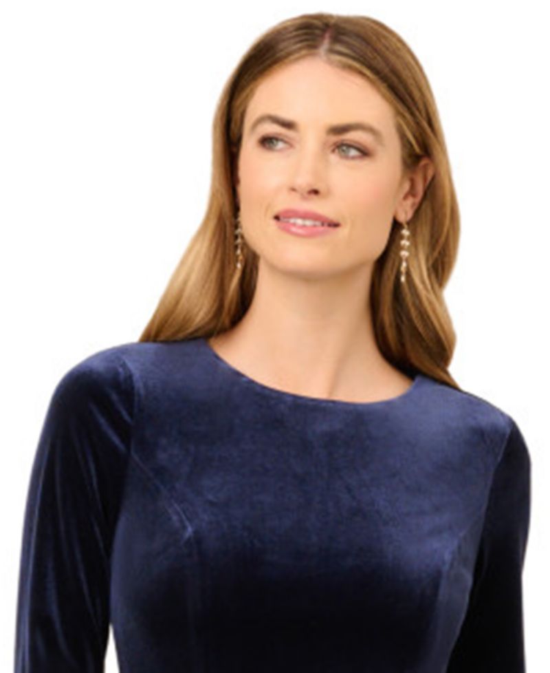 Women's Velvet Combo Flounce Mini Dress