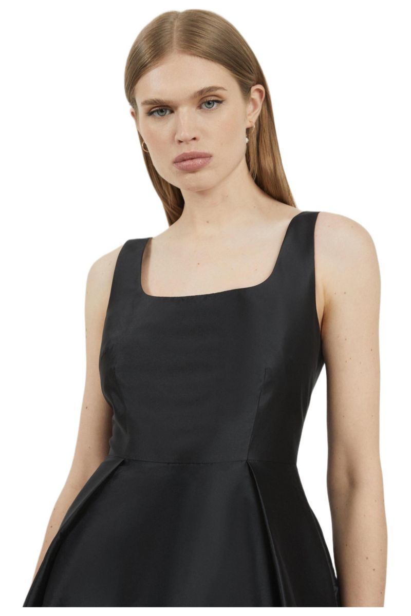 Women's Taffeta Full Skirt Tailored Midi Dress