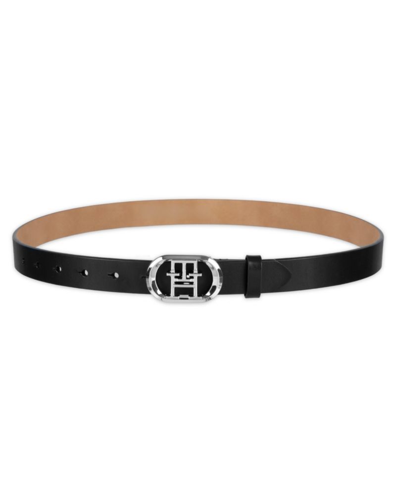 Women's Rounded Monogram Plaque Buckle Dress Belt