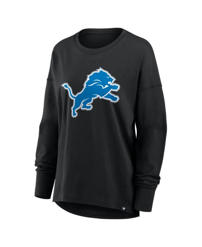 Women's Black Detroit Lions Relaxed Hip Essential Long Sleeve T-Shirt