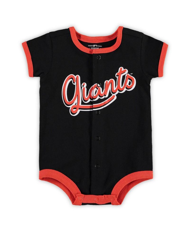 Newborn and Infant Boys and Girls Black San Francisco Giants Stripe Power Hitter Romper