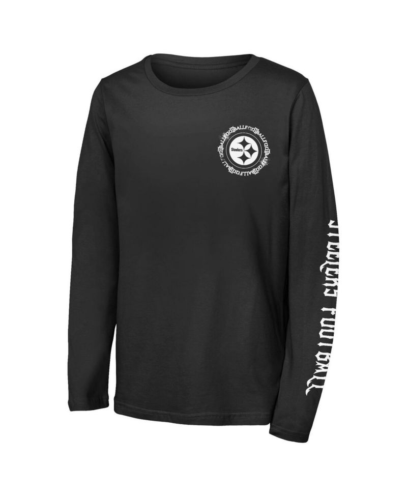 Big Boys and Girls Black Pittsburgh Steelers Rumble Long Sleeve T-Shirt